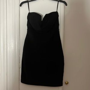 Juniors size M black body con strapless, mini dress, worn once